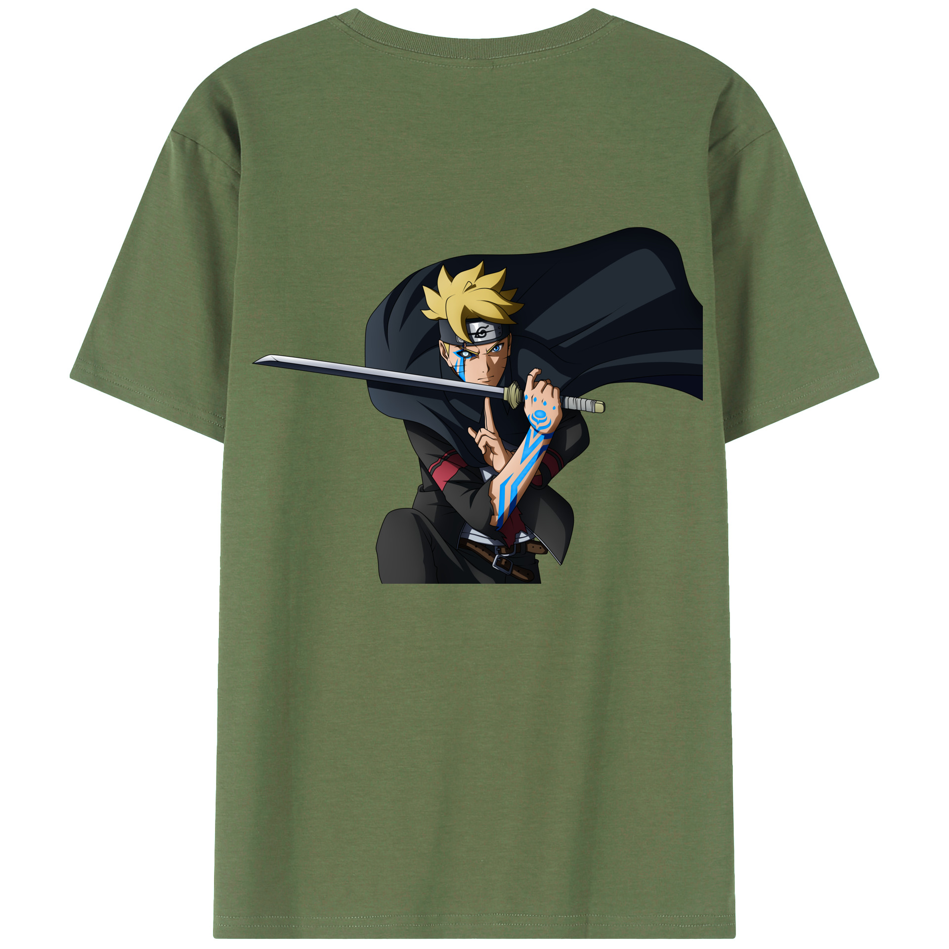 （画像用） NARUTO -ナルト- うずまき ボルト Uzumaki Boruto 綿100％ メンズ半袖Tシャツ（バックプリント） 通気性